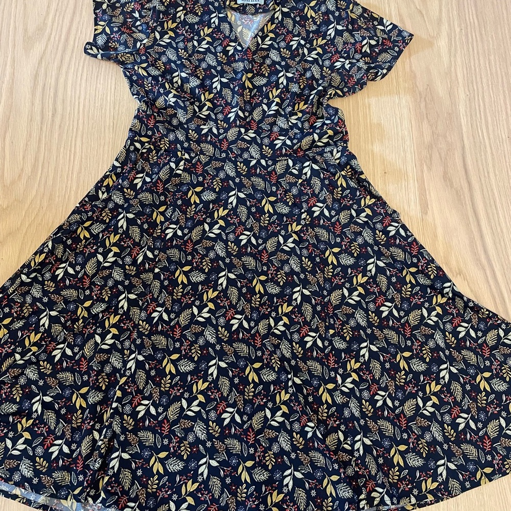 Floral Print Navy Dress